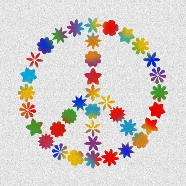peace icon flower stencil color