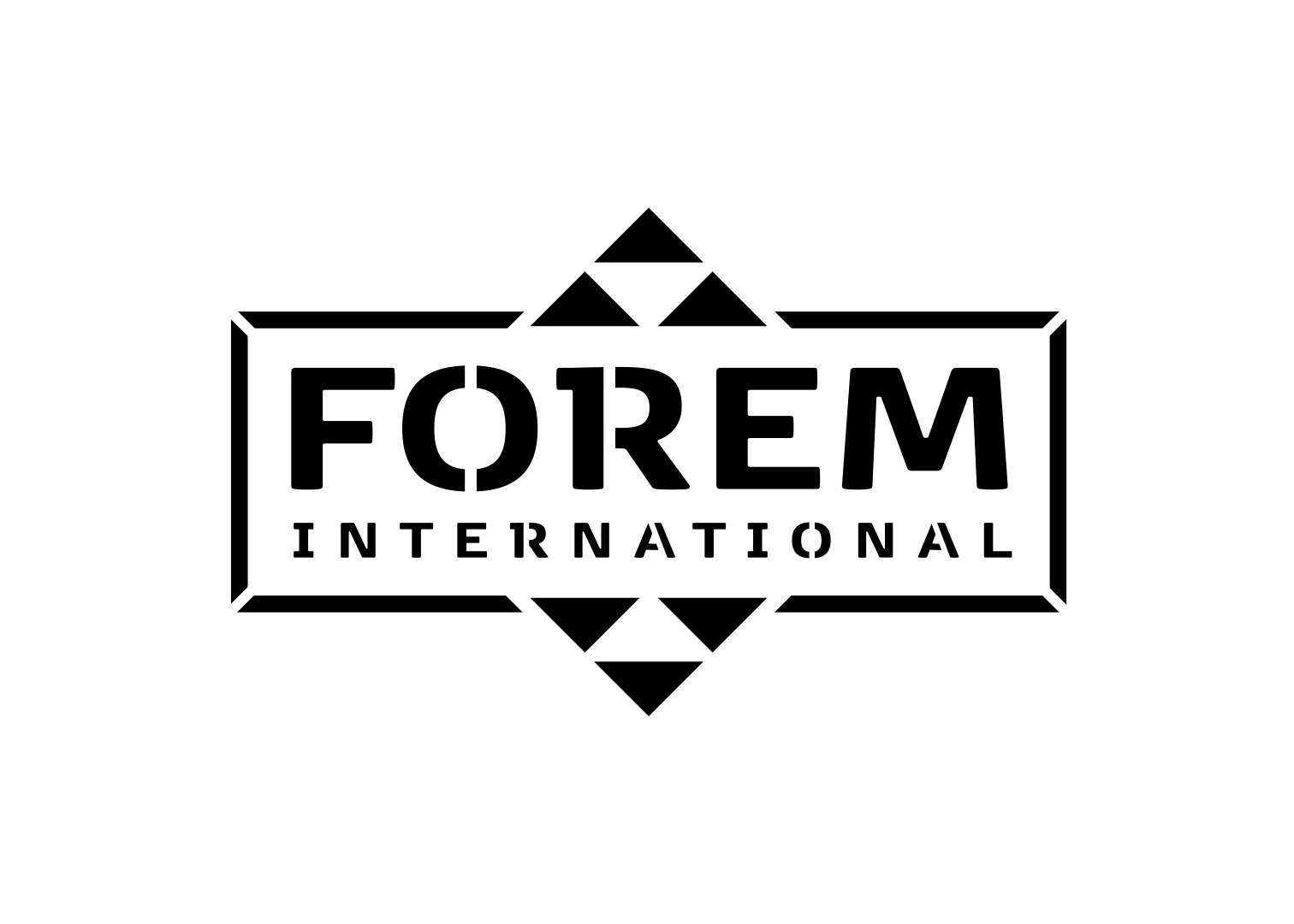 FOREM Firmenlogo als Schablonenentwurf mit eingefügten Stegen